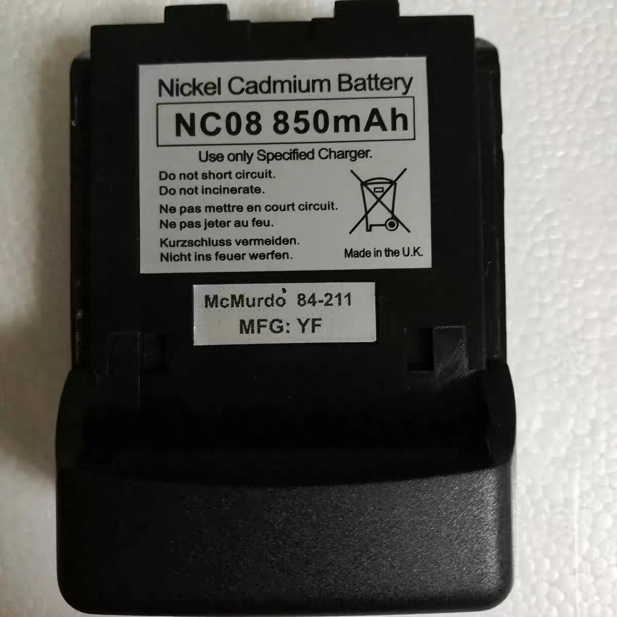 Nickel Cadmium Battery NC08 850 mAh